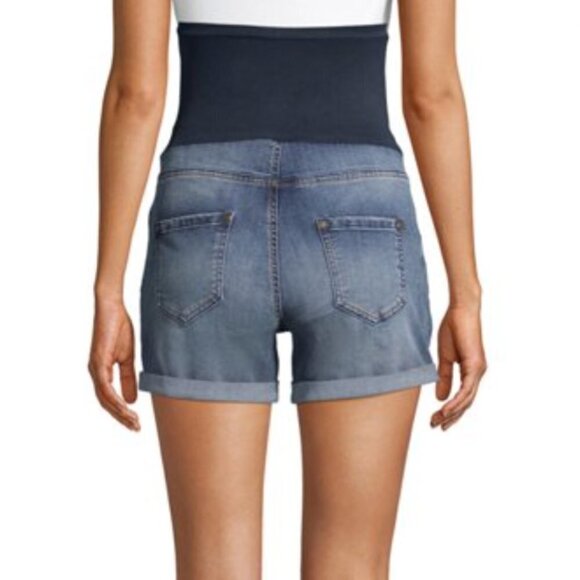 NWT Time and Tru Maternity Roll Cuff Blue Medium Wash Denim Shorts Sz M - Picture 4 of 7